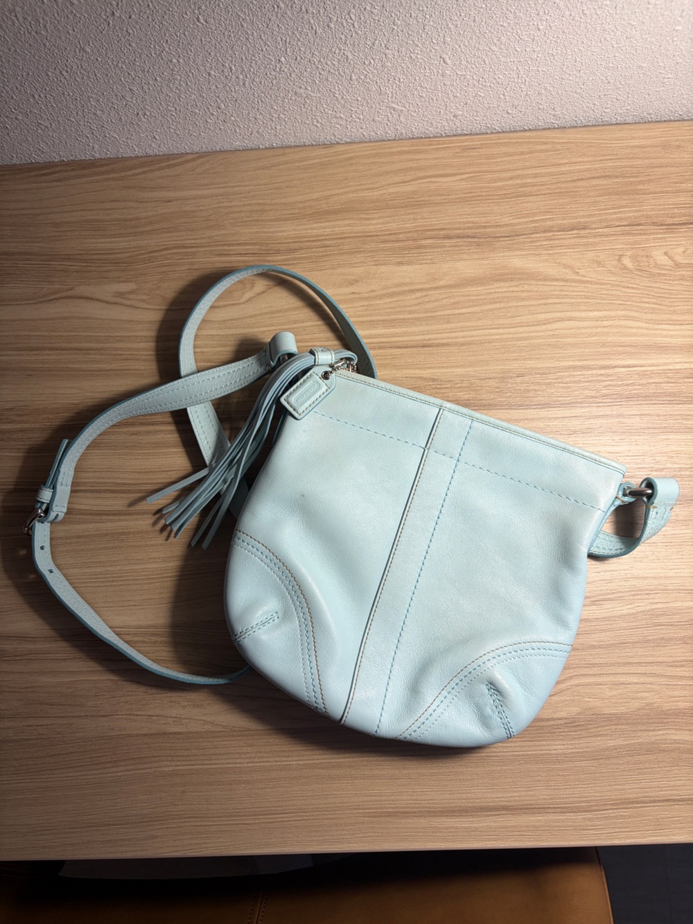 Coach Vintage Y2K Mist Blue Leather Soho Sidepack Crossbody Bag